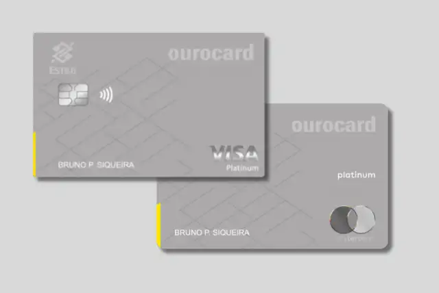 Layout do cartão Ourocard Estilo Platinum em um fundo cinza